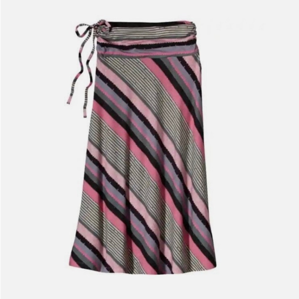 Striped Pink A-Line Midi Skirt